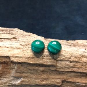 Sterling Silver & Malachite Earrings